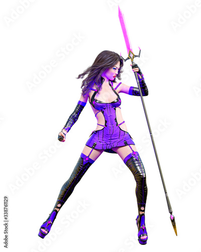 3D japanese assassin warrior amazon woman render.