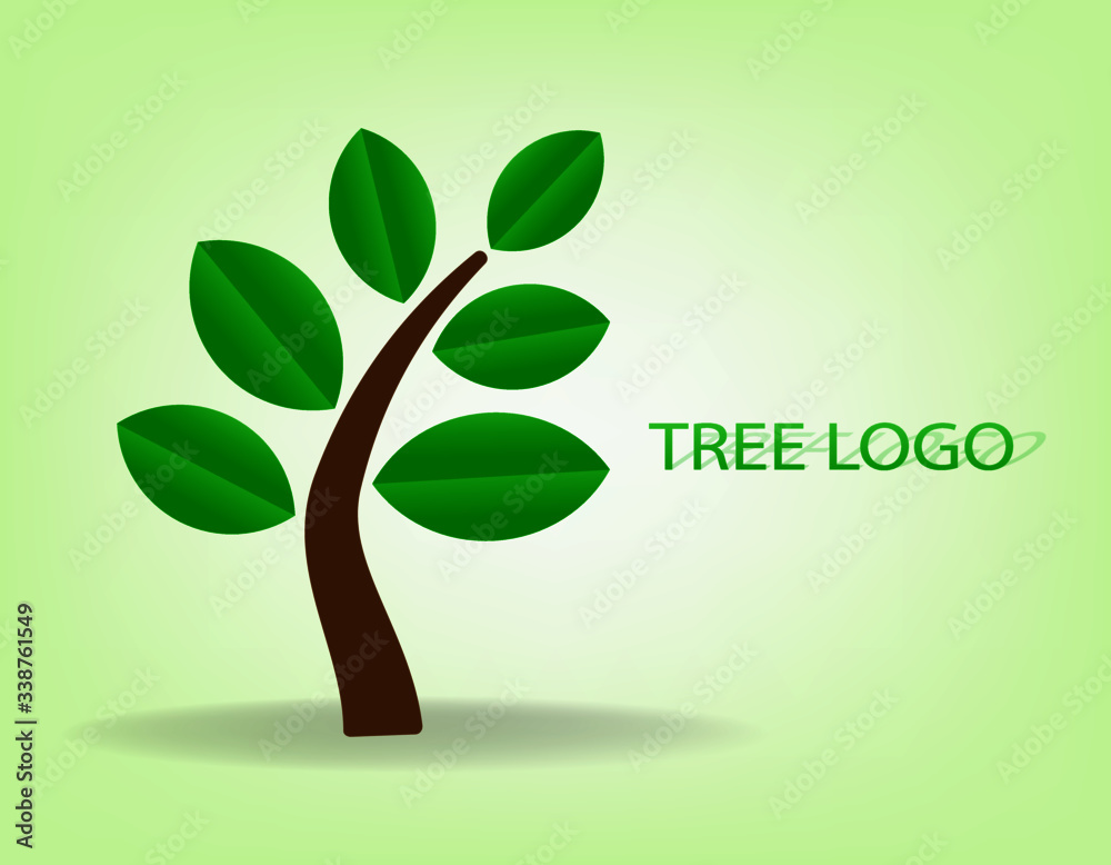 Trees with green leaves look beautiful and refreshing.Tree and roots LOGO style. Trees with green leaves look beautiful and refreshing.Tree and roots LOGO style.