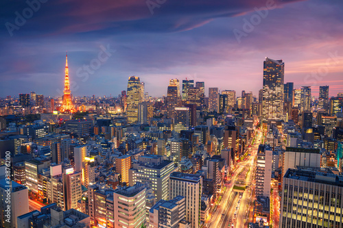 Tokyo  Japan. Aerial cityscape image of Tokyo  Japan during sunset.