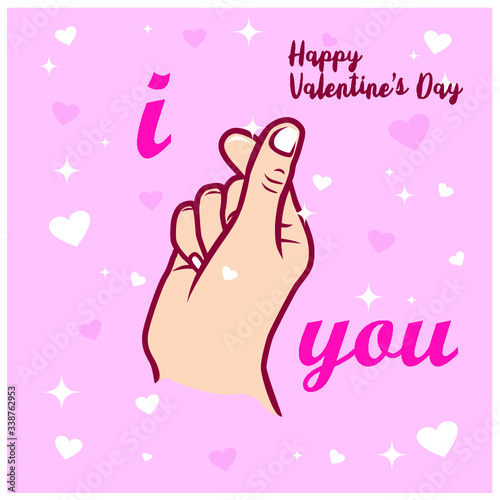 Valentine s Day with Hand and Love Symbol  Design element for logo  poster  card  banner  emblem  t shirt. Vector illustration