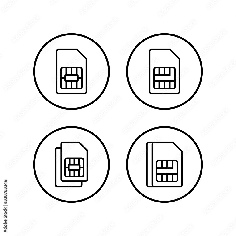 Sim card icons set vector. Mobile slot icon. Mobile cellular phone sim card chip. dual sim Sim card icons set vector. Mobile slot icon. Mobile cellular phone sim card chip. dual sim