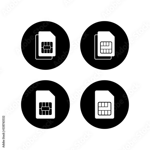 Sim card icons set vector. Mobile slot icon. Mobile cellular phone sim card chip. dual sim