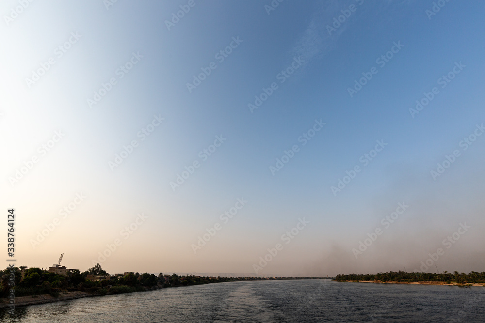 Sunset and empty sky over Nile