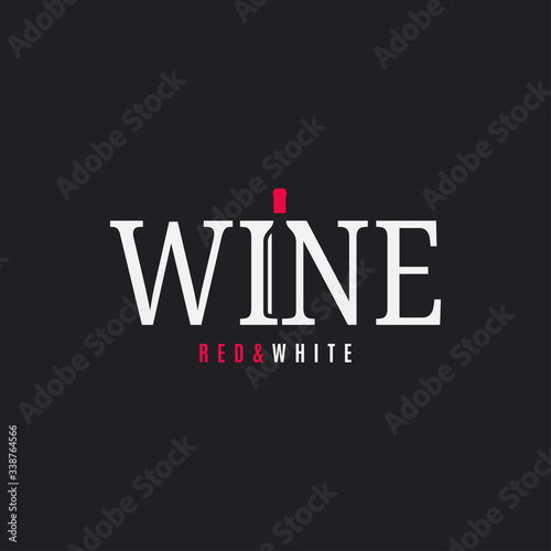 Wine logo with wine bottle on black background