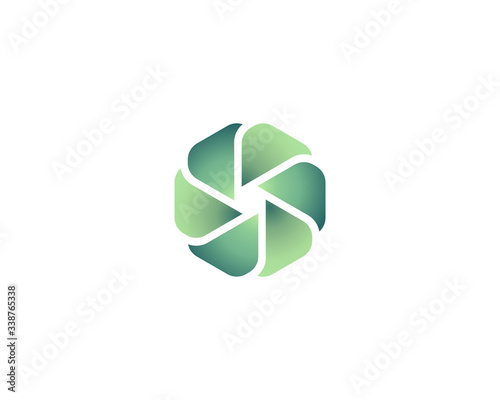 Abstract spin flower sun shutter logo icon design template. Spiral galaxy universe vector logotype symbol.