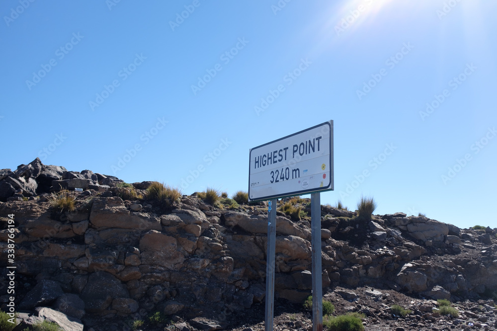 Highest point in Lesotho Highlands 