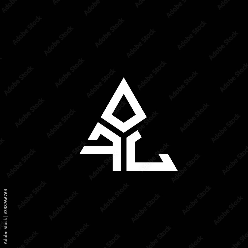 FL monogram logo with 3 pieces shape isolated on triangle FL monogram logo with 3 pieces shape isolated on triangle