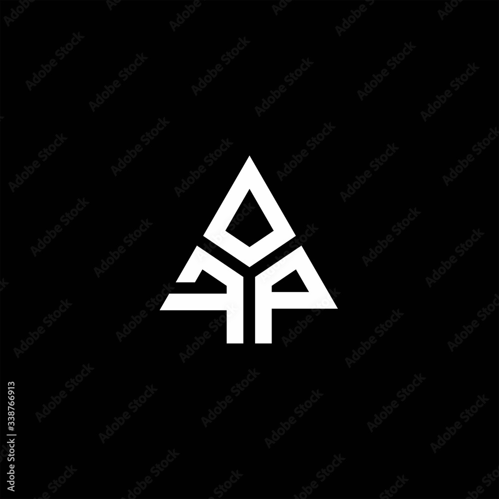 FP monogram logo with 3 pieces shape isolated on triangle FP monogram logo with 3 pieces shape isolated on triangle