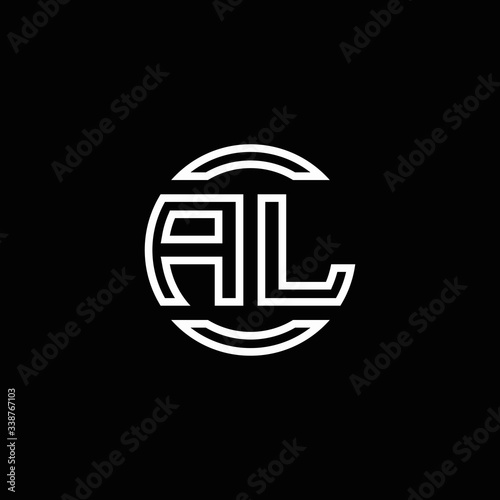 AL logo monogram with negative space circle rounded design template