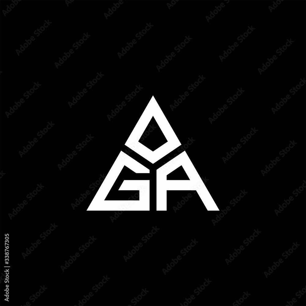 GA monogram logo with 3 pieces shape isolated on triangle GA monogram logo with 3 pieces shape isolated on triangle