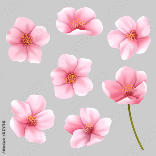 Wallpaper Mural Pink flower clip art. Isolated on gray background.
Vector illustration. Perfect for pattern, element and sticker, etc. Torontodigital.ca