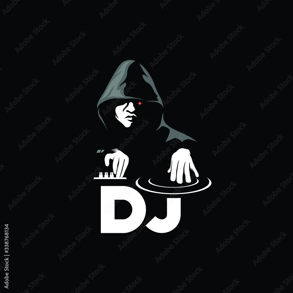 DJ logo with hoodie man, Design element for logo, poster, card ...