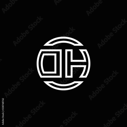 DH logo monogram with negative space circle rounded design template