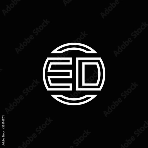 ED logo monogram with negative space circle rounded design template