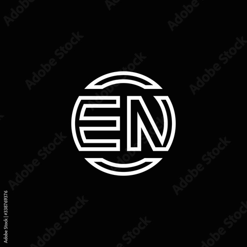 EN logo monogram with negative space circle rounded design template