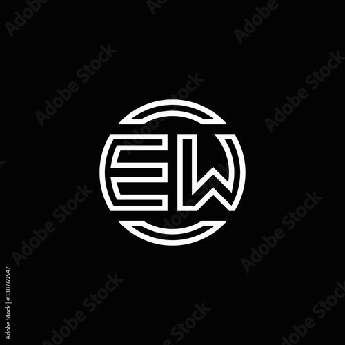 EW logo monogram with negative space circle rounded design template