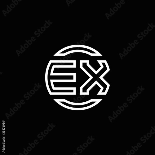 EX logo monogram with negative space circle rounded design template