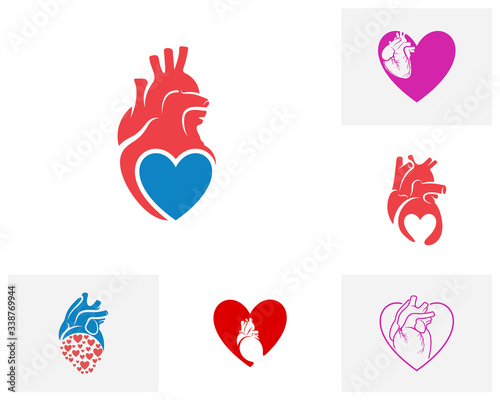 Set of Heart Love logo vector template, Creative Human Heart logo design concepts