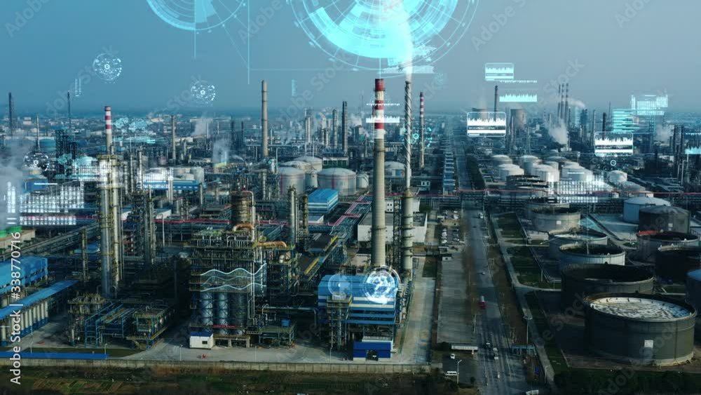 Modern plant and communication network concept. IoT (Internet of Things). INDUSTRY 4.0