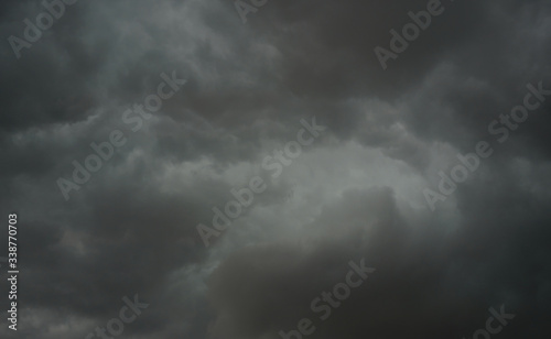 Dark cloud in the sky showing the coming rain storm. Meteorology, climate, weather and nature 