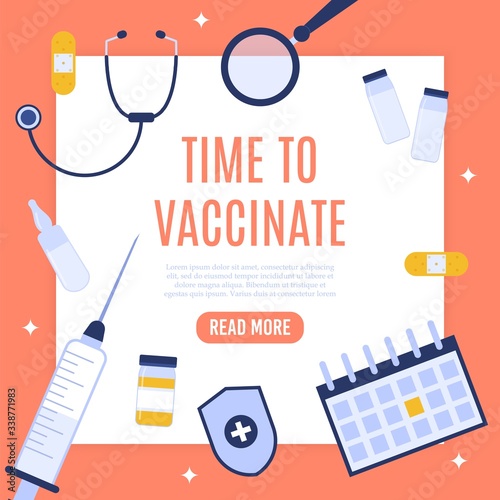 Vaccination concept poster with text place. Vector medical illustration.