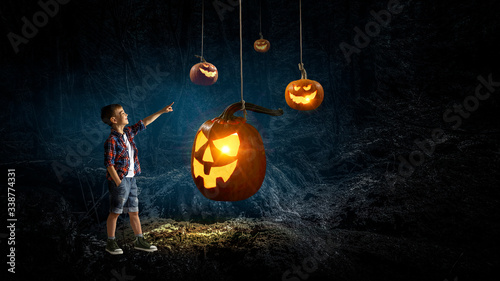 Spooky halloween image . Mixed media photo