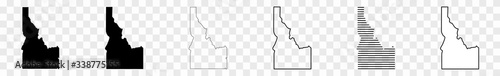 Idaho Map Black | State Border | United States | US America | Transparent Isolated | Variations photo