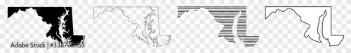 Maryland Map Black | State Border | United States | US America | Transparent Isolated | Variations photo