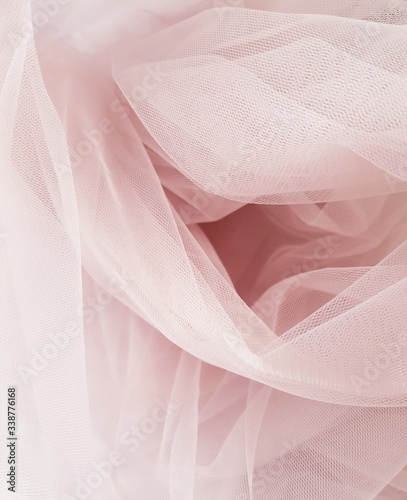 Canvastavla Abstract folded soft blush pink tulle background, Tulle texture, Tulle close up