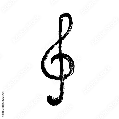 Scratched hand drawn treble clef photo