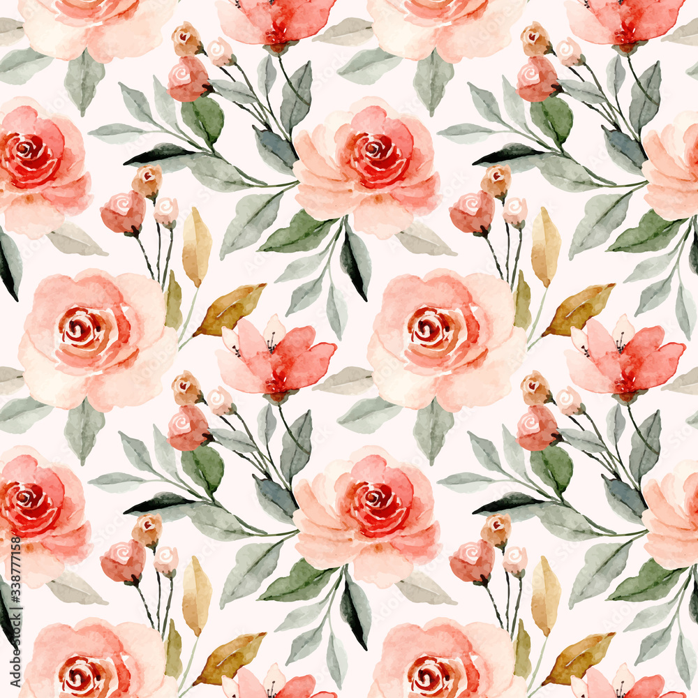 watercolor floral blossom seamless pattern