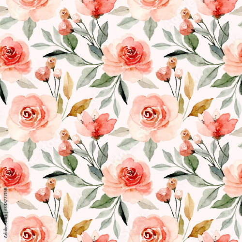 watercolor floral blossom seamless pattern