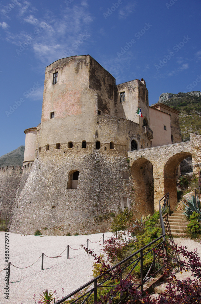Pandone Castle dominates the town of Venafro. Isernia, Molise, Italy