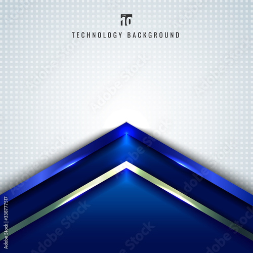 Abstract technology concept blue metallic angle arrow overlapping on white background