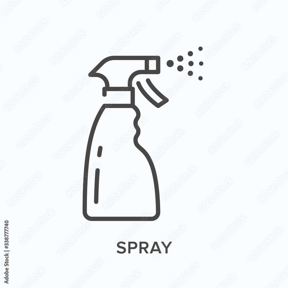 Spray bottle icon. Vector outline illustration of sprayer disinfection, Alcohol cleaner pictogram Spray bottle icon. Vector outline illustration of sprayer disinfection, Alcohol cleaner pictogram