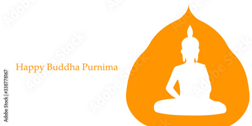 day banner card with Buddha sign in Bodhi leaf Tree vector design