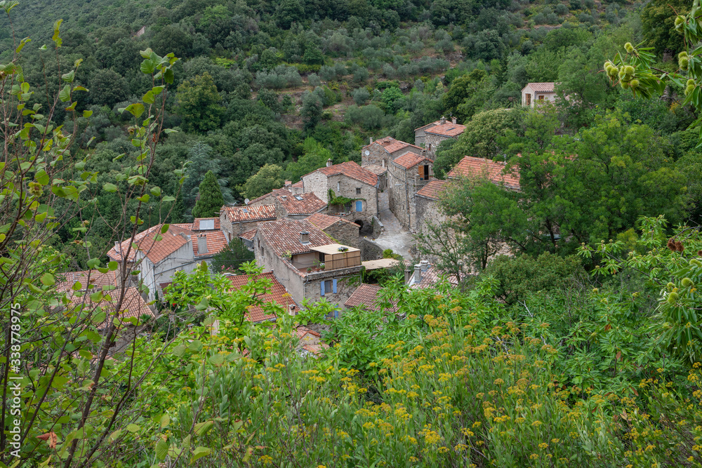 Languedoc France.  Mountain village. Mountain town.