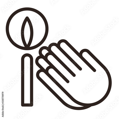 Praying hands and candle icon.