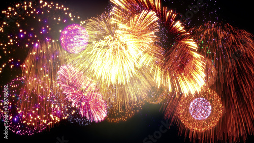 Obraz na plátně Fireworks Pyrotechnic Festival Holiday Particles 3D illustration background