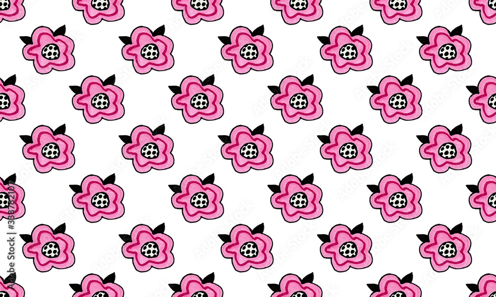multi-colored flowers on a bright and white background. pattern illustration.