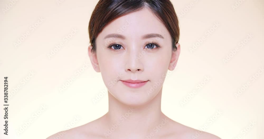 closeup asian young beauty  with clean fresh skin