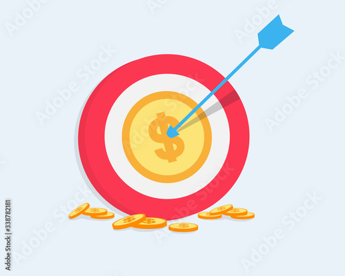 The arrow fires at the center of the coin in the target
