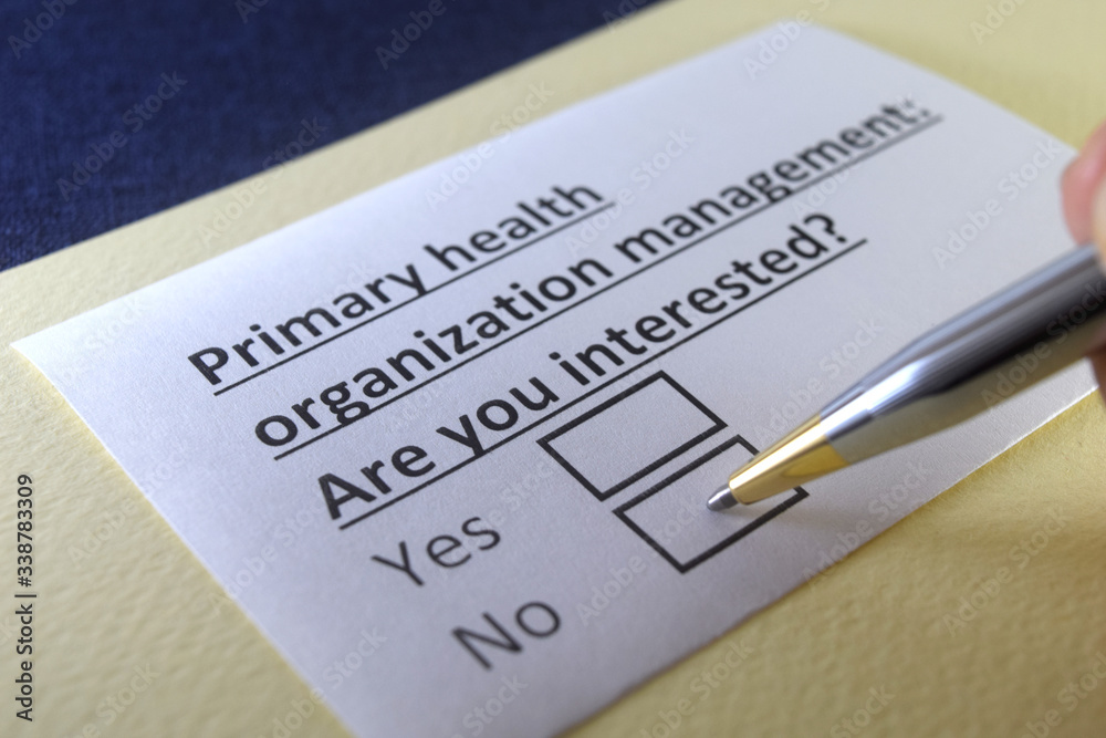 One person is answering question about primary health organization management. One person is answering question about primary health organization management.