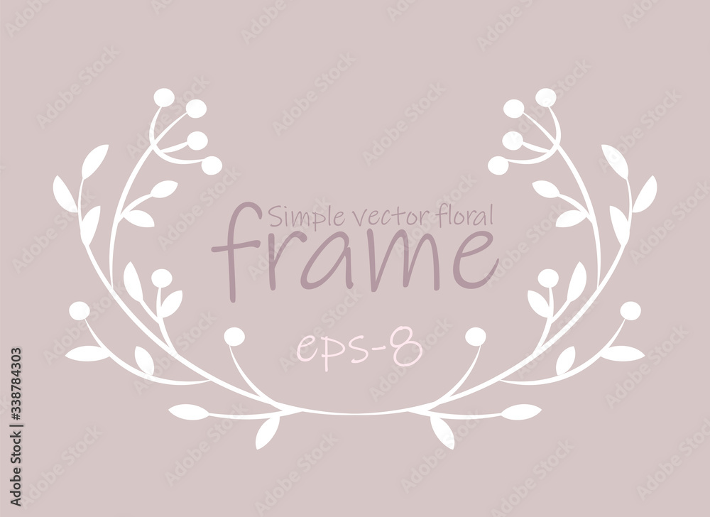 Vector image of a greeting card with a floral frame on a light background and the inscription Simple vector floral frame Vector image of a greeting card with a floral frame on a light background and the inscription Simple vector floral frame