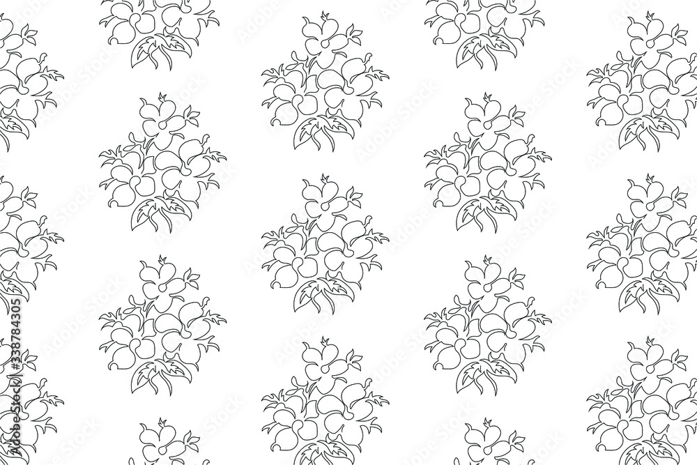 Floral seamless pattern with beautiful colors, endless texture, minimalistic sketch. Vector illustration for holiday invitations, Wallpaper, textiles, wrapping paper.