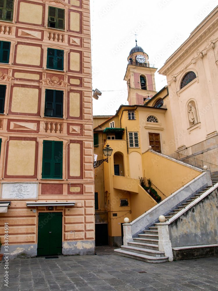 Camogli, typical seaside village,