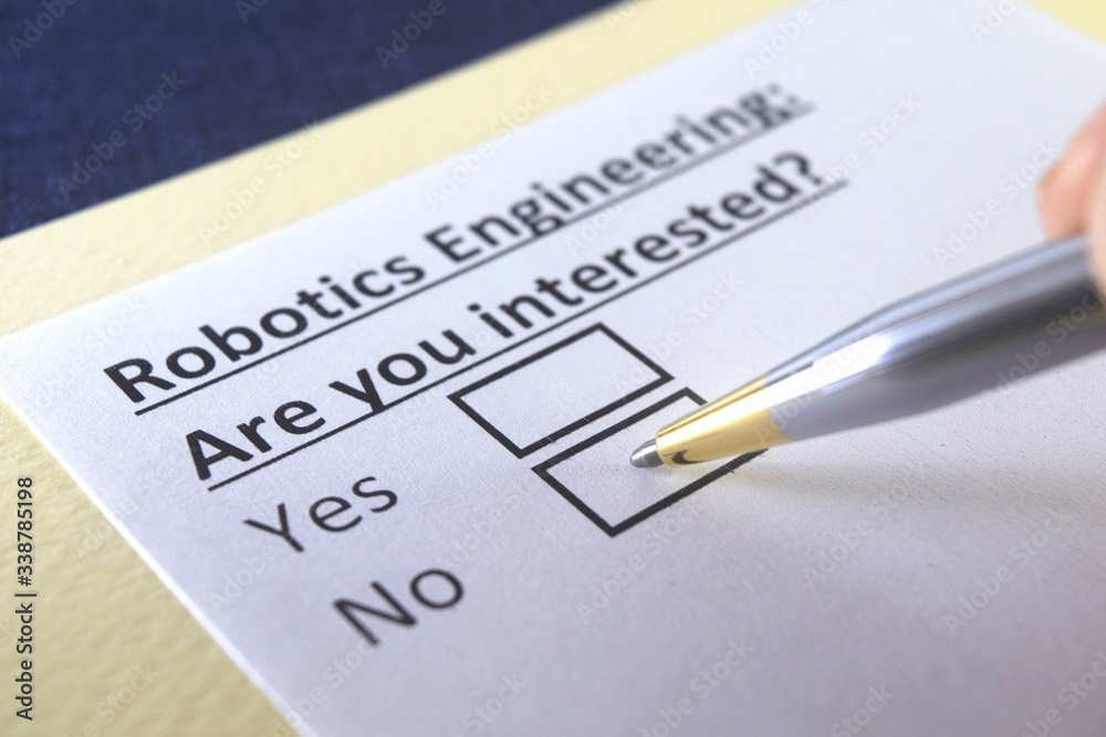 One person is answering question about robotics engineering. One person is answering question about robotics engineering.