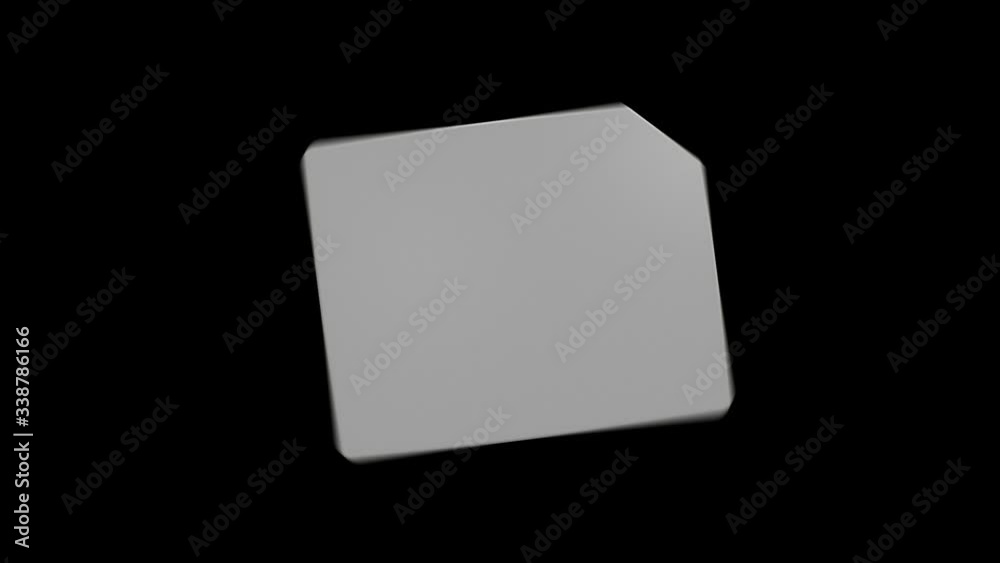 A white gsm SIM card with gold conecters rotates on a blue background. Mobile cellular communication. Isolated Alpha channel A white gsm SIM card with gold conecters rotates on a blue background. Mobile cellular communication. Isolated Alpha channel