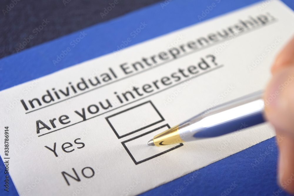 One person is answering question about individual entrepreneurship. One person is answering question about individual entrepreneurship.
