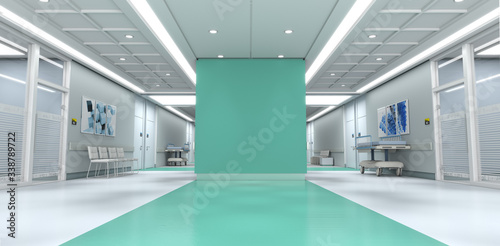 Green hospital with copy space